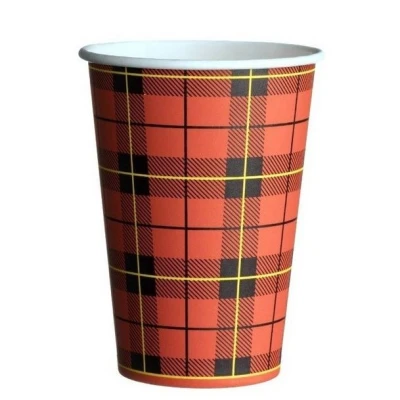 Populaire rode koffiebeker schotse ruit 'Scotty' 180cc/7oz - 2.500st.