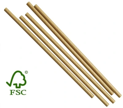Kraft Papieren Drinkrietjes FSC® 200mm Ø6mm - 200 stuks