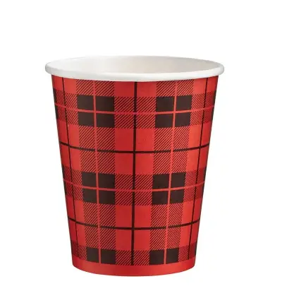 Kartonnen koffiebeker rood schotse ruit 'Scotty' 150cc/6oz - 1.000st.