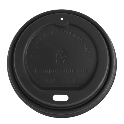 BIO deksel zwart CPLA voor koffiebeker ⌀80mm - 1.000st